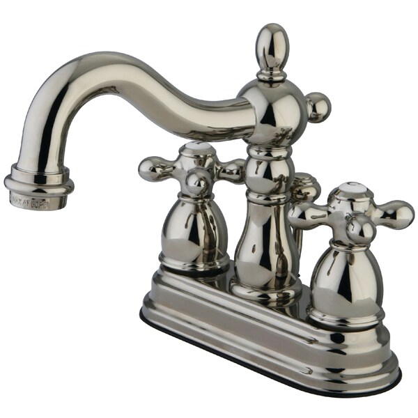 Heritage, 4" Centerset Bathroom Faucet, Polished Nickel